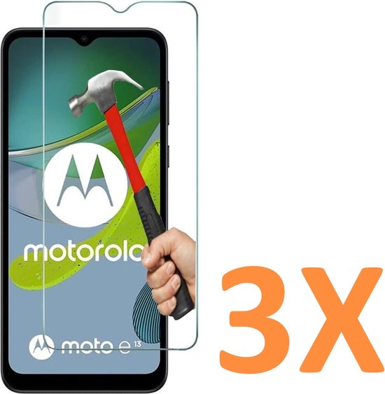 Screenprotector - Geschikt voor Motorola MOTO E13 - 9H Glas (3-Pack)