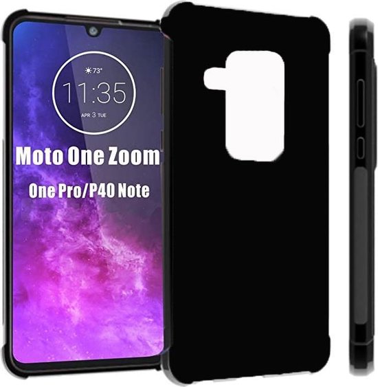 Motorola Moto One Zoom Hoesjes – Soft TPU Siliconen Backcover – Schokbestendig – Zwart-Ilumina Benelux