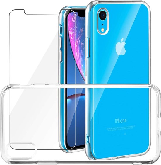 iPhone X/XS Hoesjes – Transparante TPU Siliconen Backcover – Inclusief 2x Gehard Glas Screenprotector – Anti-kras-Ilumina Benelux