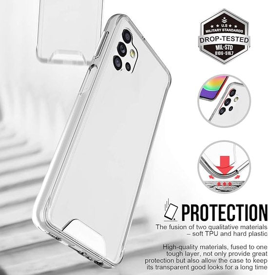 Samsung Galaxy A32 4G Hoesjes – Siliconen Backcover – Military Grade Schokbestendig – Crystal Clear Transparant-Ilumina Benelux