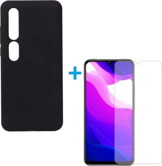 Xiaomi Mi 10 Lite Hoesjes – Siliconen Backcover – 2x Screenprotector Gehard Glas – Anti Kras – Zwart-Ilumina Benelux