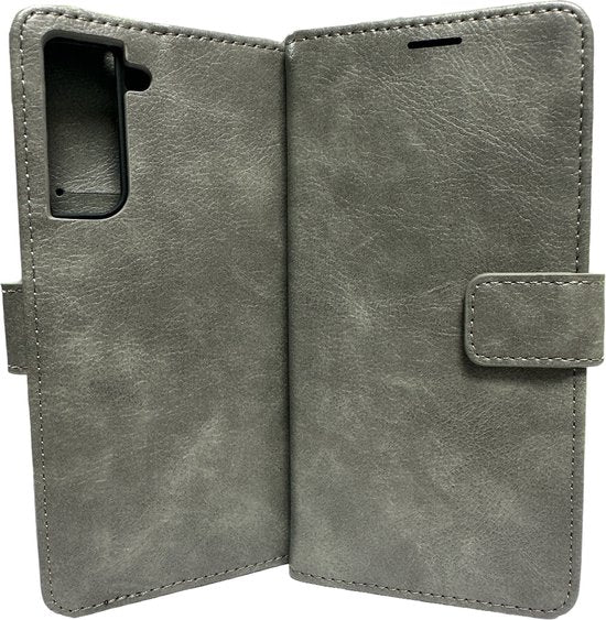 Samsung Galaxy S22+ Hoesjes – Portemonnee Book Case – Pasjeshouder – Magneetsluiting – Grijs-Ilumina Benelux