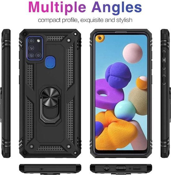 Samsung Galaxy M21 Hoesjes – Anti-Shock Hybride Ring Armor Backcover – Schokbestendig – Zwart-Ilumina Benelux