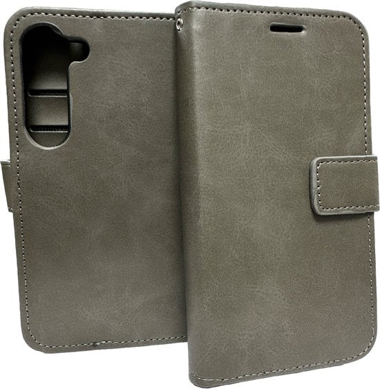 Portemonnee Book Case Hoesje Geschikt voor: Samsung Galaxy S23 - Grijs