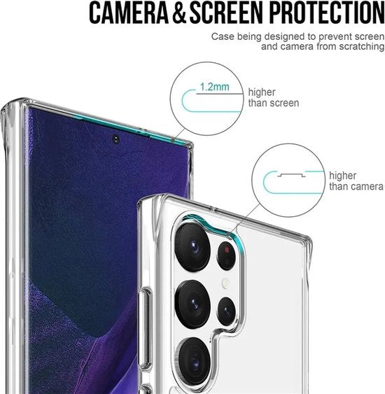 Samsung Galaxy S23 Ultra Hoesjes – Siliconen Backcover – Military Grade Schokbestendig – Crystal Clear Transparant-Ilumina Benelux