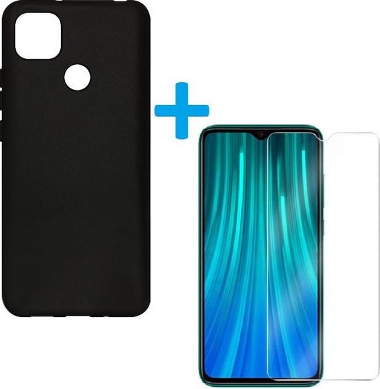 Xiaomi Redmi 9C Hoesjes – Siliconen Backcover + 2x Screenprotector – Gehard Glas – Anti-kras – Zwart-Ilumina Benelux