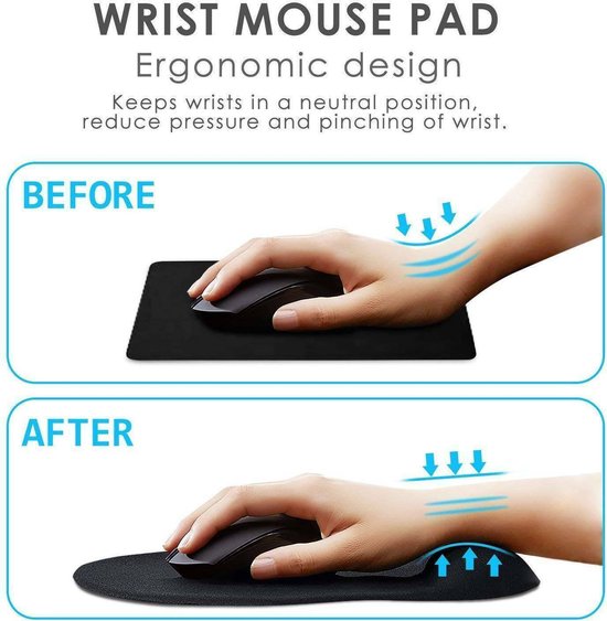 Muismat met Polssteun – Zachte Gel – Ergonomisch Comfort – Geschikt voor PC Laptop MacBook – Zwart-Muismat-Ilumina Benelux