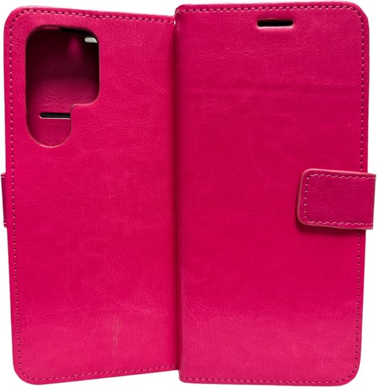 Samsung Galaxy S22 Ultra Hoesjes – Portemonnee Hoes – Pasjeshouder – Magneetsluiting – Roze-Ilumina Benelux
