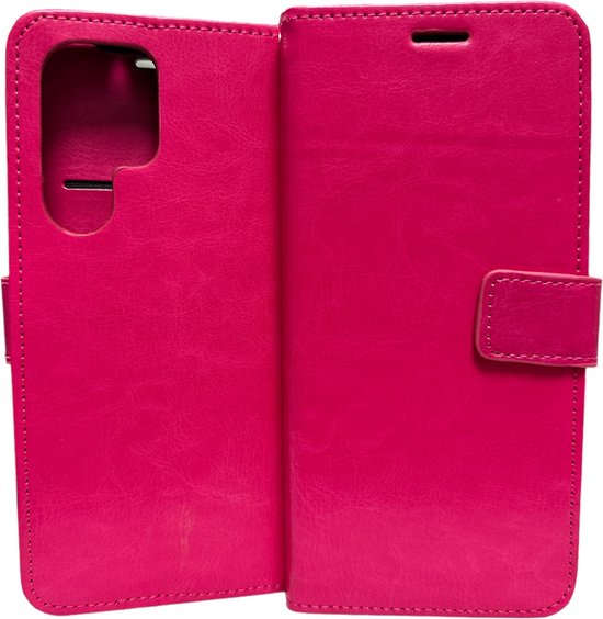 Samsung Galaxy S22 Ultra Hoesjes – Portemonnee Hoes – 2 Pack Screenprotector – Magneetsluiting – Roze-Ilumina Benelux