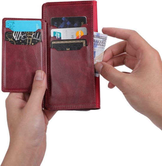 Bookcase Geschikt voor: Samsung Galaxy A15 met ritssluiting - Hoesje Flipcover - Magnetisch - 5 kaarten houder - Rood