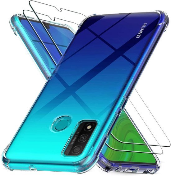 Huawei P Smart 2020 Hoesjes – Siliconen Backcover – Schokbestendig – Transparant – Incl. 2x Screenprotector-Ilumina Benelux