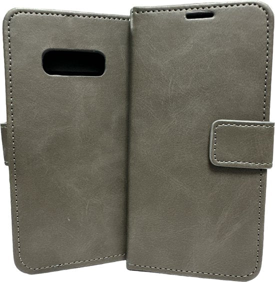 Samsung Galaxy S10e Hoesjes – Portemonnee Hoes – 2 Pack Screenprotector – Pasjeshouder – Grijs-Ilumina Benelux