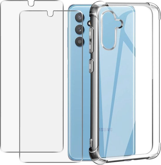 Samsung Galaxy A13 5G Hoesjes – Siliconen Backcover – Schokbestendig – 2 Pack Gehard Glas Screenprotector – Transparant-Ilumina Benelux