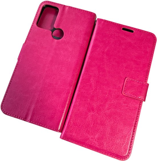 Motorola Moto G60s Hoesjes – Portemonnee Book Case – Pasjeshouder – 2x Screenprotector – Roze-Ilumina Benelux