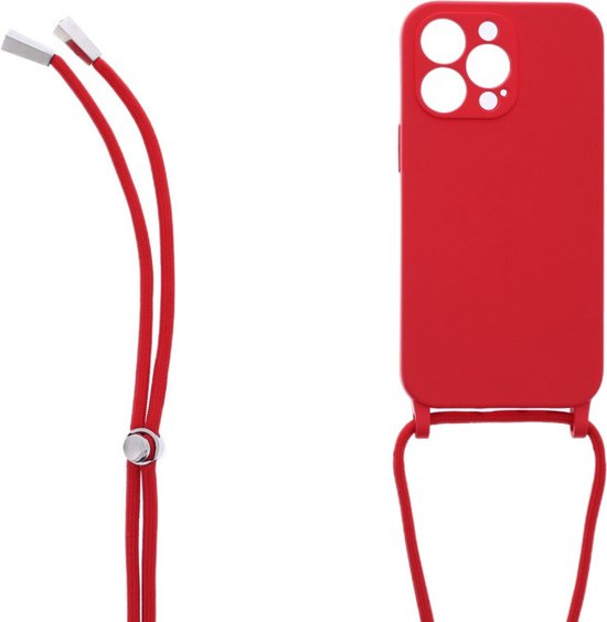 iPhone 12 Pro Hoesjes – Siliconen Backcover met Ketting – TPU – Rood-Ilumina Benelux