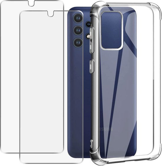 Samsung Galaxy A33 5G Hoesjes – Siliconen Backcover – Schokbestendig – 2x Screenprotector Gehard Glas – Transparant-Ilumina Benelux