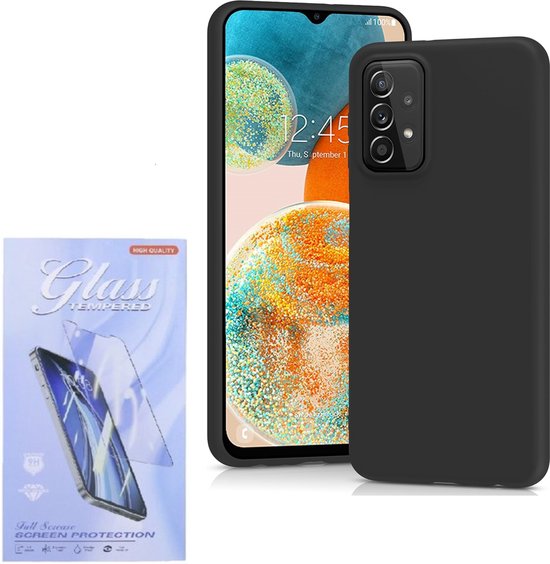 Samsung Galaxy A23 Hoesjes – Siliconen Backcover – Soft Touch – Inclusief 2x Screenprotector – Zwart-Ilumina Benelux