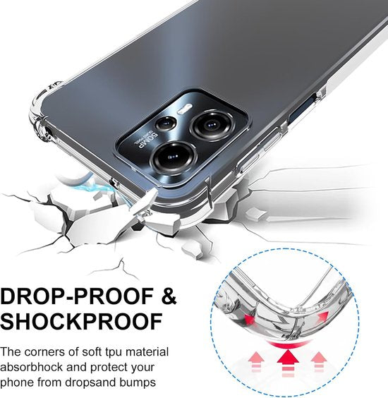 Motorola Moto G13/G23/G53 Hoesjes – Siliconen Backcover – Schokbestendig Anti-Shock – Transparant – 2x Screenprotector-Ilumina Benelux