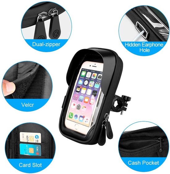 Telefoonhouder fiets – Waterdicht – 360° Draaibaar & Verstelbaar – Anti-Schok – Universeel Zwart-Ilumina Benelux