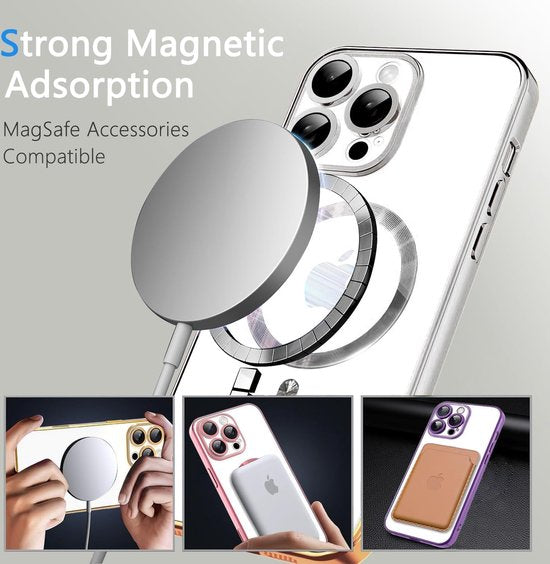 iPhone 16 Plus Hoesjes – Backcover – Camera Lens Protector – MagSafe Compatibel – Zilver-Ilumina Benelux