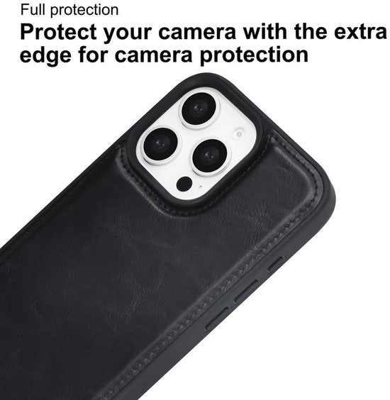 iPhone 16 Pro Hoesjes – Backcover – Afneembare Pasjeshouder – Zwart-Ilumina Benelux