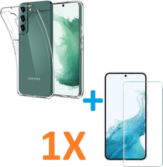 Silicone hoesje Transparant met 1 Pack Screenprotector Glas Geschikt voor: Samsung Galaxy S22