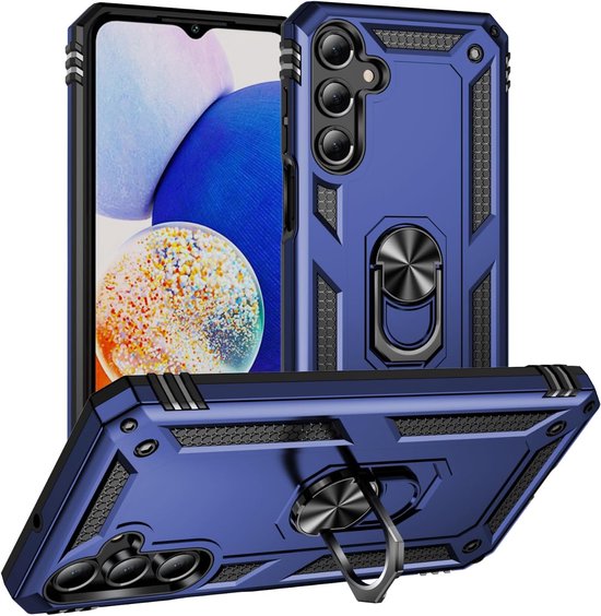 Samsung Galaxy A16 Hoesjes – Anti-Shock Hybride Ring Armor Backcover – Schokbestendig – Blauw-Ilumina Benelux