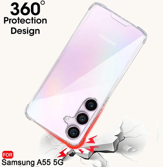 Samsung Galaxy A55 5G Hoesjes – Crystal Clear Backcover – Schokbestendig – Transparant-Ilumina Benelux