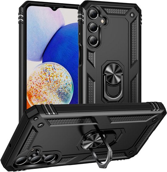 Samsung Galaxy A16 Hoesjes – Anti-Shock Hybride Ring Armor Backcover – Schokbestendig – Zwart-Ilumina Benelux