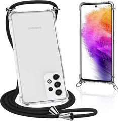 Samsung Galaxy A73 5G Hoesjes – Transparante Backcover met Koord – Valbescherming – Anti-Kras – Transparant