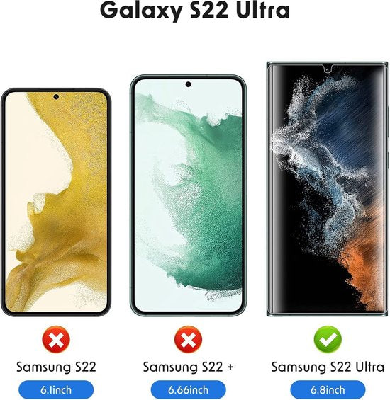 Samsung Galaxy S22 Ultra Hoesjes – Anti-Shock Siliconen Backcover – Transparant – 1 Pack Screenprotector Gehard Glas – Anti-Kras-Ilumina Benelux