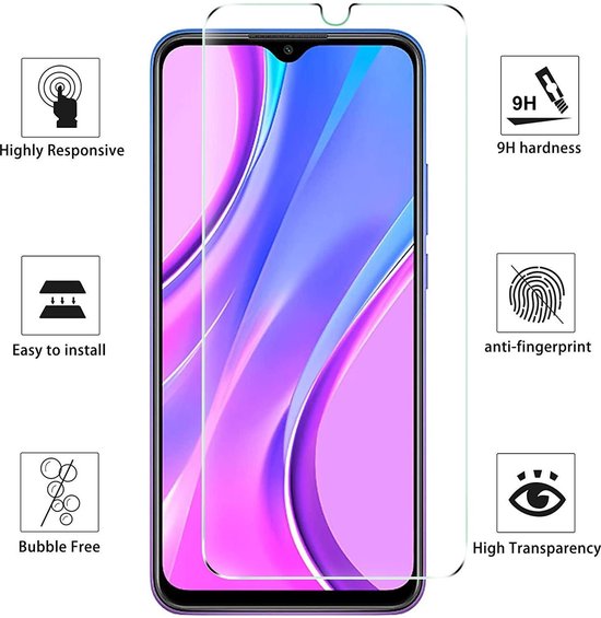 Xiaomi Redmi 9 Hoesjes – Transparante Siliconen Backcover – 2 Pack Screenprotector – Gehard Glas-Ilumina Benelux