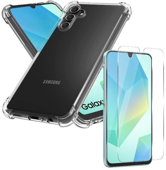 Samsung Galaxy A16 Hoesjes – Transparante Siliconen Backcover – Schokbestendig – Inclusief 2x Screenprotector-Ilumina Benelux