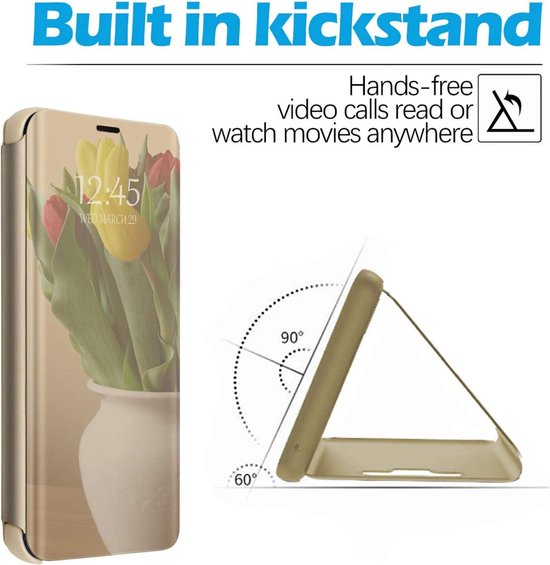 Spiegel Cover - Hoesje - Clear View Case Geschikt voor: Samsung Galaxy A02s / M02s - Goud