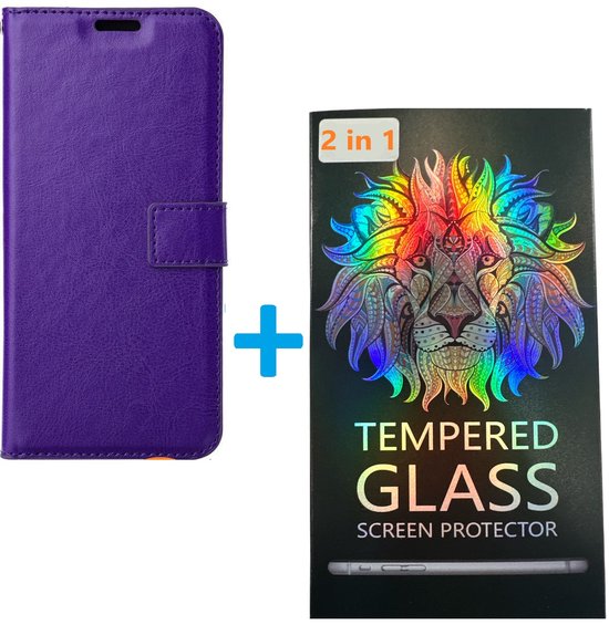Xiaomi Redmi Note 11 Pro+ 5G Hoesjes – Portemonnee Book Case – Pasjeshouder – 2x Glazen Screenprotector – Paars-Ilumina Benelux