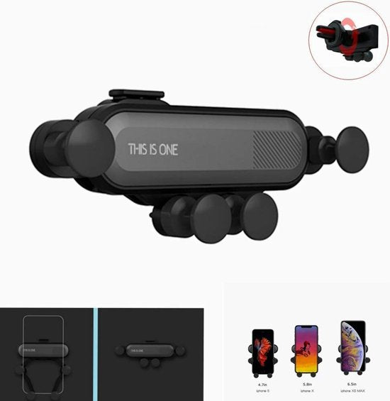 Telefoonhouder auto – Universeel – Stevige Klem – Zwart – This Is One-Telefoonhouders-Ilumina Benelux