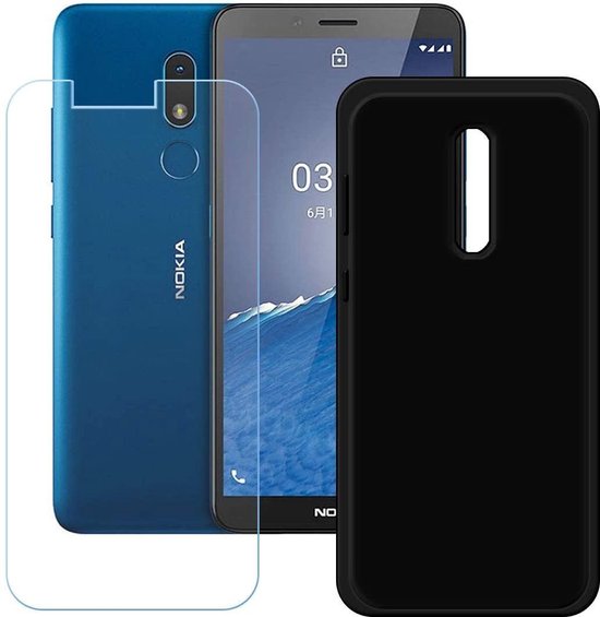 Nokia 3.2 Hoesjes – Siliconen Backcover + 2x Screenprotector – Gehard Glas – Anti Kras – Zwart-Ilumina Benelux