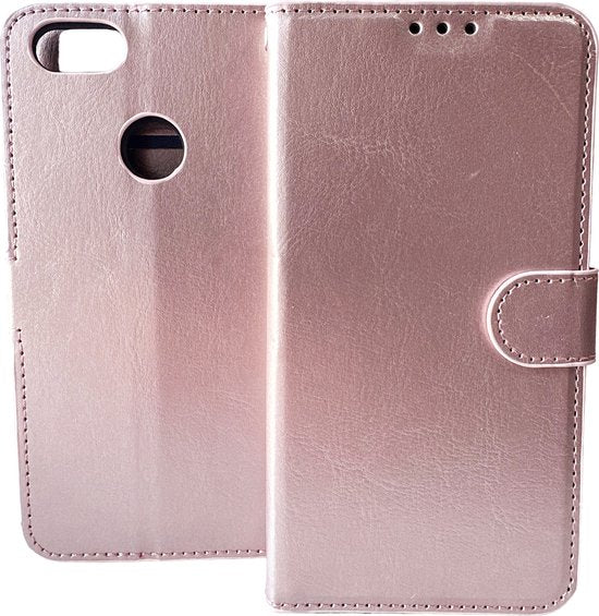 Motorola Moto E6 Play Hoesjes – Portemonnee Hoes – Pasjeshouder – Magneetsluiting – Roségoud-Ilumina Benelux