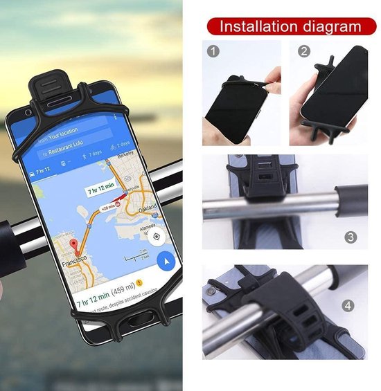 Telefoonhouder fiets – Universeel 4-6.5 inch – Stevige klem – Anti-slip – Zwart-Ilumina Benelux