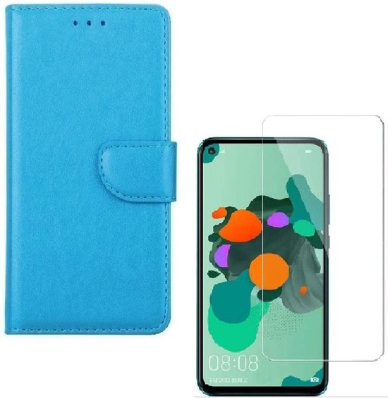 Huawei Mate 30 Lite Hoesjes – Portemonnee Backcover – Magneetsluiting – 2x Screenprotector – Turquoise-Ilumina Benelux