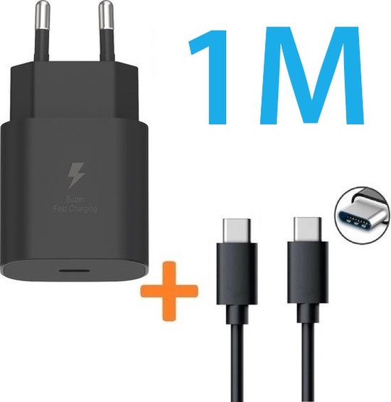 USB-C Oplader – Geschikt voor Samsung Galaxy Tab A7/A8/S3/S4/S5e/S6/S7/S8 – 25W Quick Charge – 1m Kabel-Oplader-Ilumina Benelux