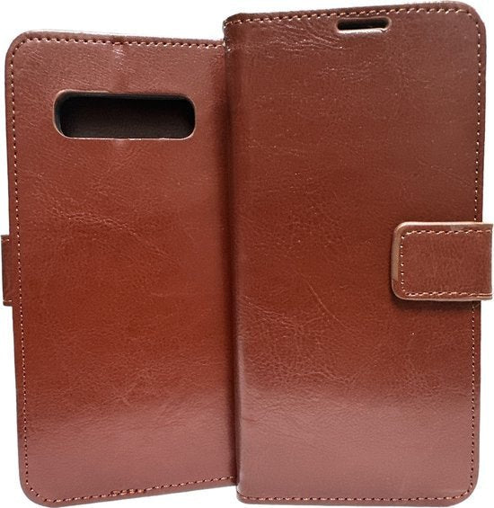 Samsung Galaxy S10E Hoesjes – Portemonnee Hoes – 2 Pack Screenprotector – Pasjeshouder – Bruin-Ilumina Benelux