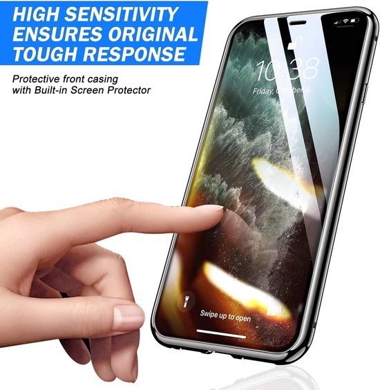 iPhone 7 Plus/8 Plus Hoesjes – Magnetische 360° Cover – Metalen Frame – Gehard Glas Achterkant-Ilumina Benelux