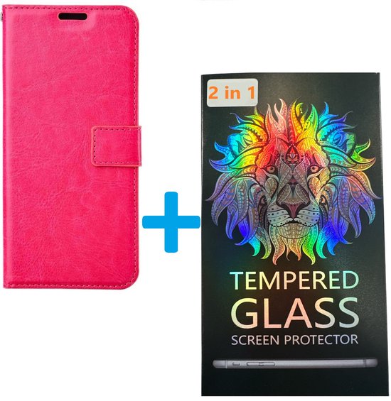 Samsung Galaxy A01 Core Hoesjes – Portemonnee Hoes – 2 Pack Screenprotector – Magneetsluiting – Roze-Ilumina Benelux