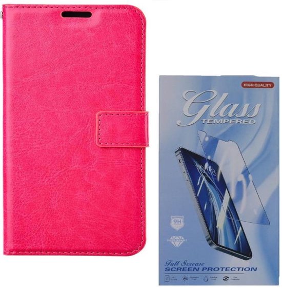 Motorola Moto G100 Hoesjes – Portemonnee Bookcase – Pasjeshouder – 2x Screenprotector – Roze-Ilumina Benelux