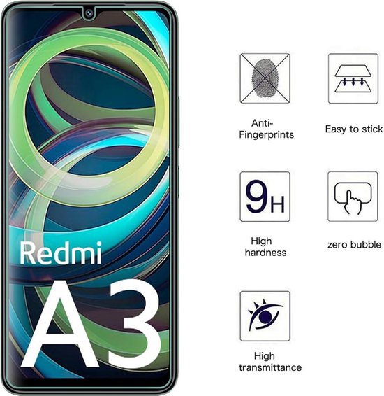 Xiaomi Redmi A3 Hoesjes – Siliconen Backcover – Soft Silicone – Inclusief 3x Gehard Glas Screenprotector – Zwart-Ilumina Benelux