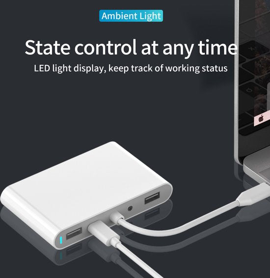 USB-C Hub Adapter – 7-in-1 Docking Station – HDMI 4K & VGA – USB 3.0 – PD 100W – SD Kaartlezer – Grijs-Ilumina Benelux