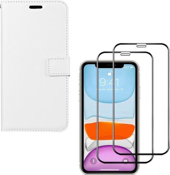 iPhone 11 Pro Max Hoesjes – Portemonnee Bookcase – Pasjeshouder – 2x Full Screenprotector – Wit-Ilumina Benelux