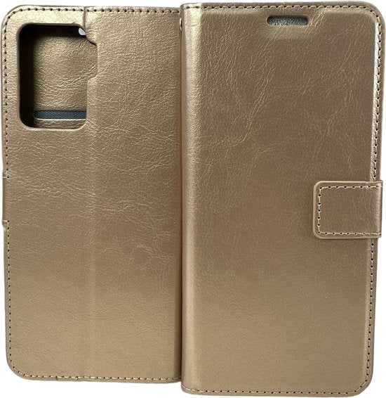 Oppo Reno 5Z / Reno 5 Lite Hoesjes – Portemonnee Book Case – Pasjeshouder – Magneetsluiting – Goud-Ilumina Benelux