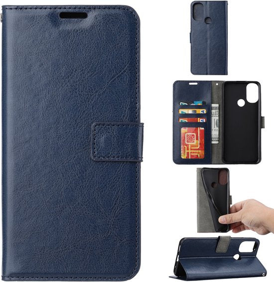 Motorola Moto E20/E30/E40 Hoesjes – Bookcase Portemonnee – Pasjeshouder – Magneetsluiting – Inclusief Screenprotector – Blauw-Ilumina Benelux
